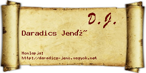 Daradics Jenő névjegykártya